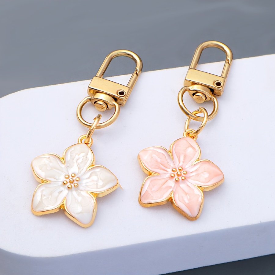 TEMU 2pcs Simple Drip Oil Cherry Pendant Keychain, Alloy Daisy Flower Keychain For, Earphone Case Bag Charm, Car Key Accessory Gift
