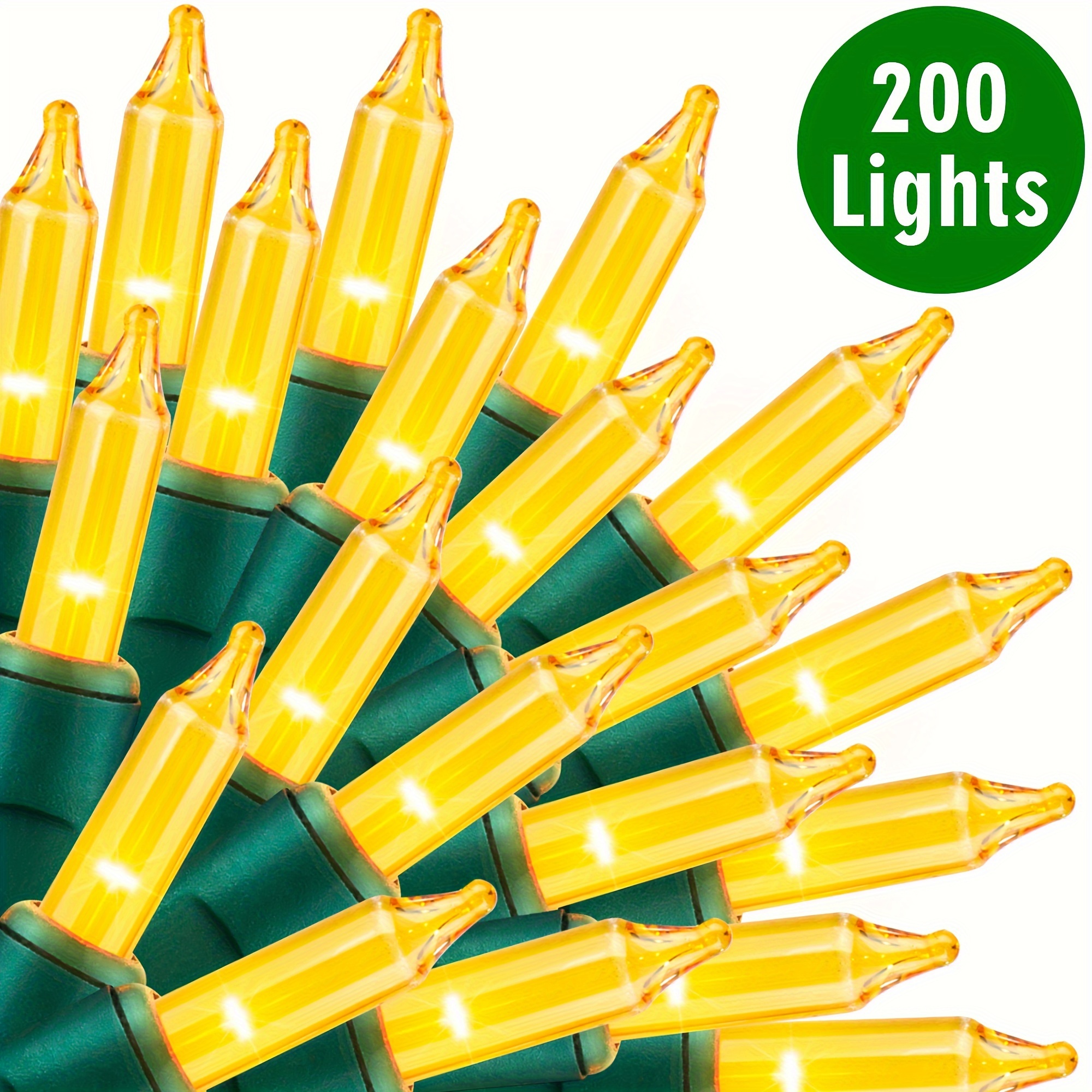 

200 Lights 39.2ft2pk Of 100lsuper-bright Extendable Yellow Christmas Lights Decoration Certified Mini Bulb String Lights Set For Outdoor Christmas Tree Garden Holiday Party Patio Decor