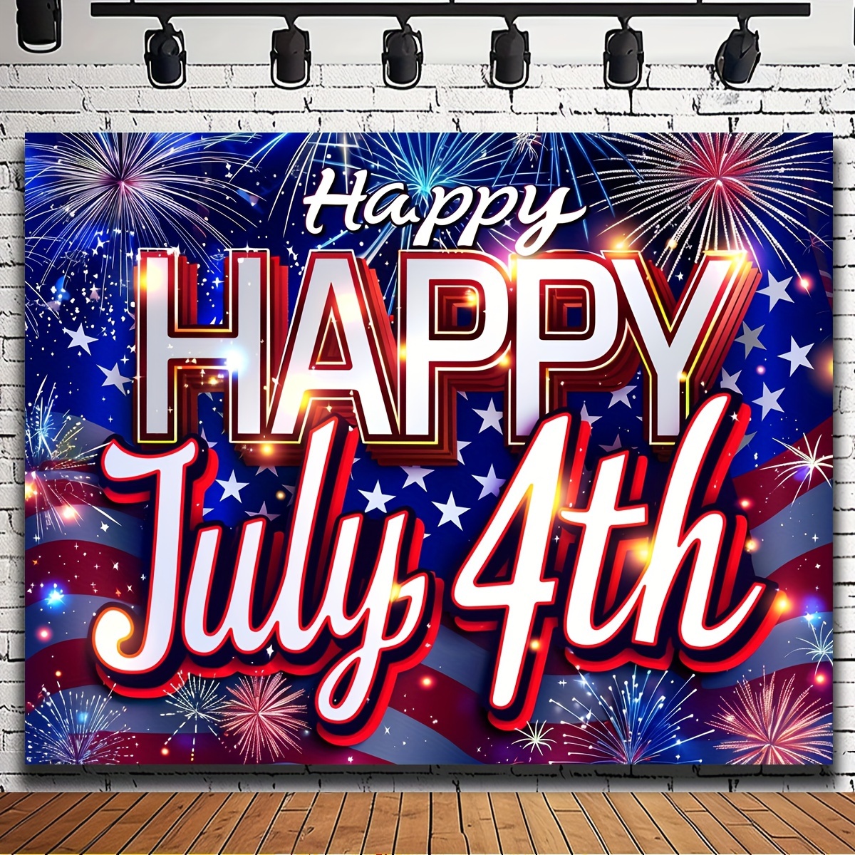 

1pc Happy 4th July Backdrop Happy Independence Day Holiday Party Banner American Flag Fireworks Background Usa National Day Party Banner Freedom Day Photo Booth Props