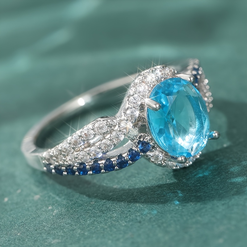 Luxurious Oval Synthetic Zirconia Ring, Perfect Gift