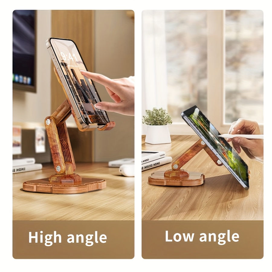A Creative Wooden Desktop Phone Stand A Stable Rotatable