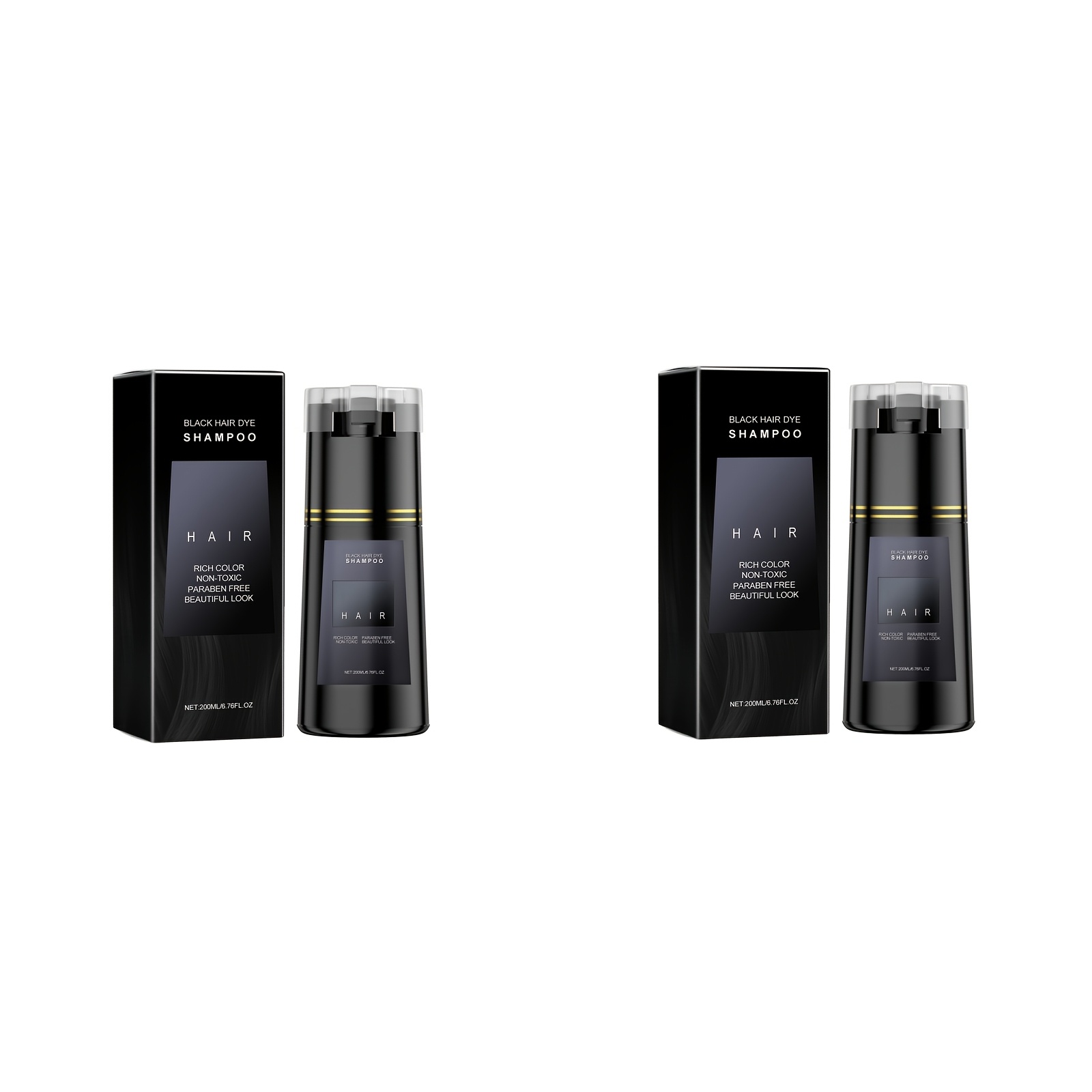 Image of 2pcs 400ml Large Capacity Black Hair Shampoo, Delivers Hair Coloring Effect, Contains Ginseng Extract And Black Extract, Suitable For All Hair Types For Men And Women, An Coloring Gift