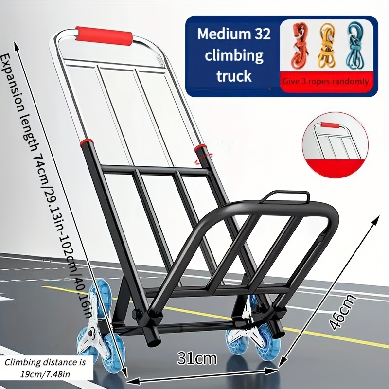 

6-wheel Stair Crawler Foldable Trolley With Wheels - Portable, Stair Crawler Design, Foldable To , Easy To Lift And Carry, Suitable For Moving And Shopping, Normal Home Trailer