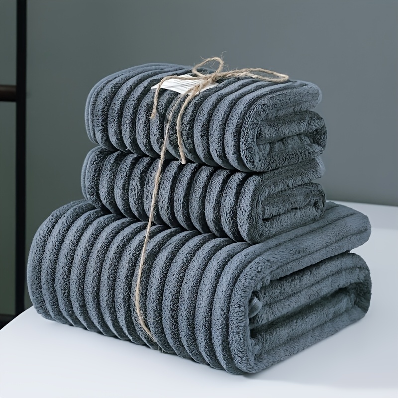 TEMU Ensemble de 3 serviettes de bain, comprenant 2 serviettes pour et 1 serviette de bain, serviette pour 35 X 75 cm, serviette de bain 70 X 140 cm,
