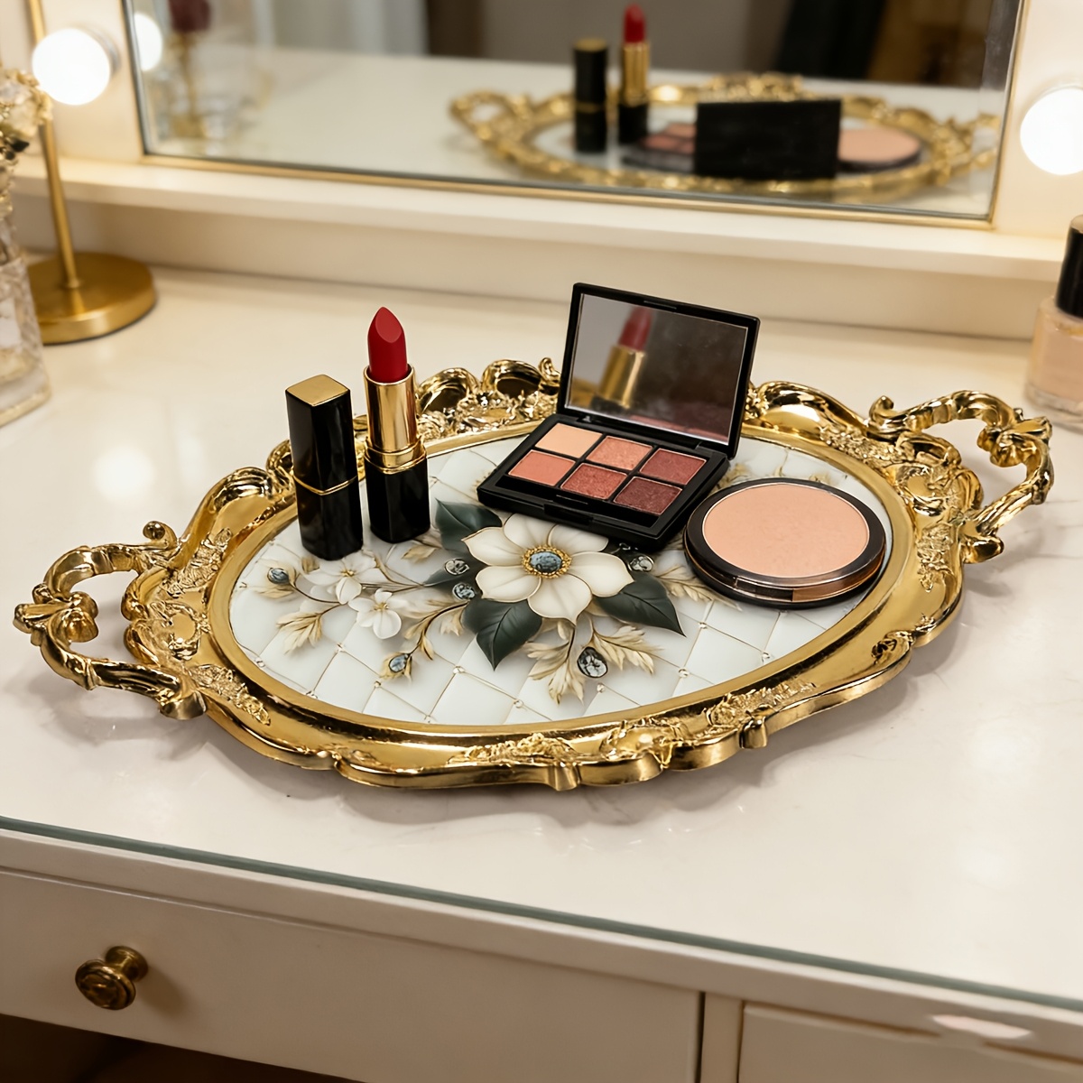 green emerald velvet dress Amazon.com: PuTwo Tray Mirror, Gold Dresser Ornate Tray Metal Decorative  Tray Jewelry Perfume Organizer Makeup Tray for Vanity, Dresser, Bathroom,  Bedroom : Home & Kitchen