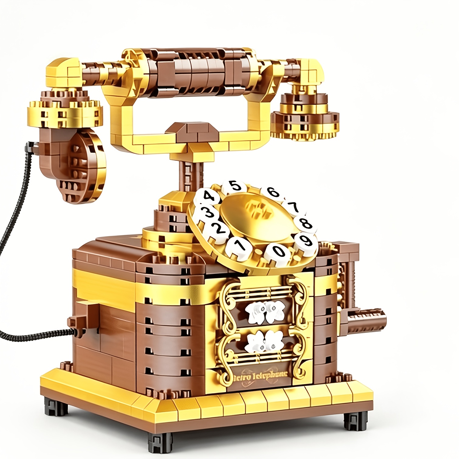 item picture retro telephone building block model mixed colors realistic design retro desktop ornament home decor creative building block display piece holiday   must have for birthday christmas halloween thanksgiving new year
