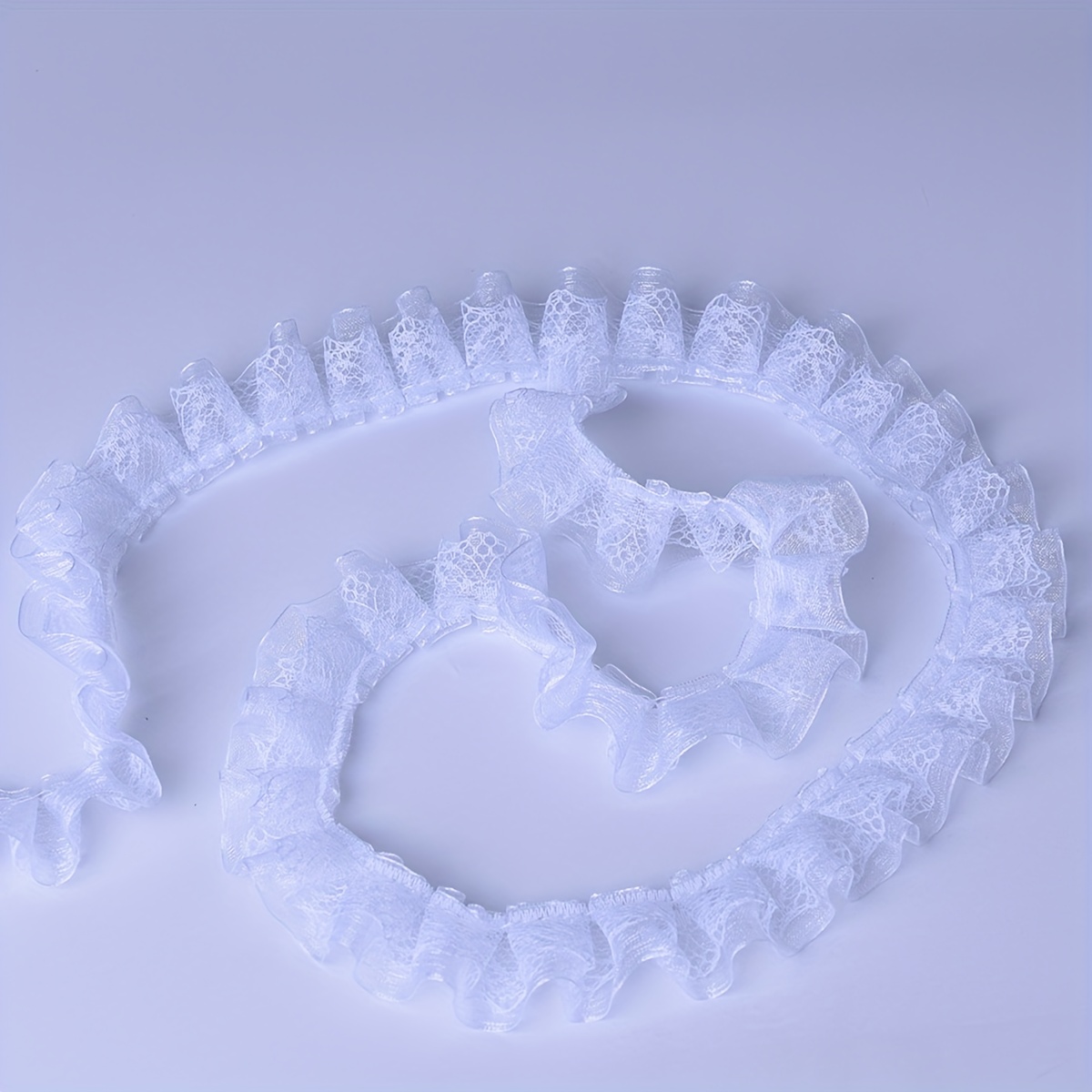 E-shop 5-Meter Bunter Doppellagiger Plissierter Spitzen--Besatz, 2,5 cm Breite, für DIY-Kleidungszubehör Vorhangsäume