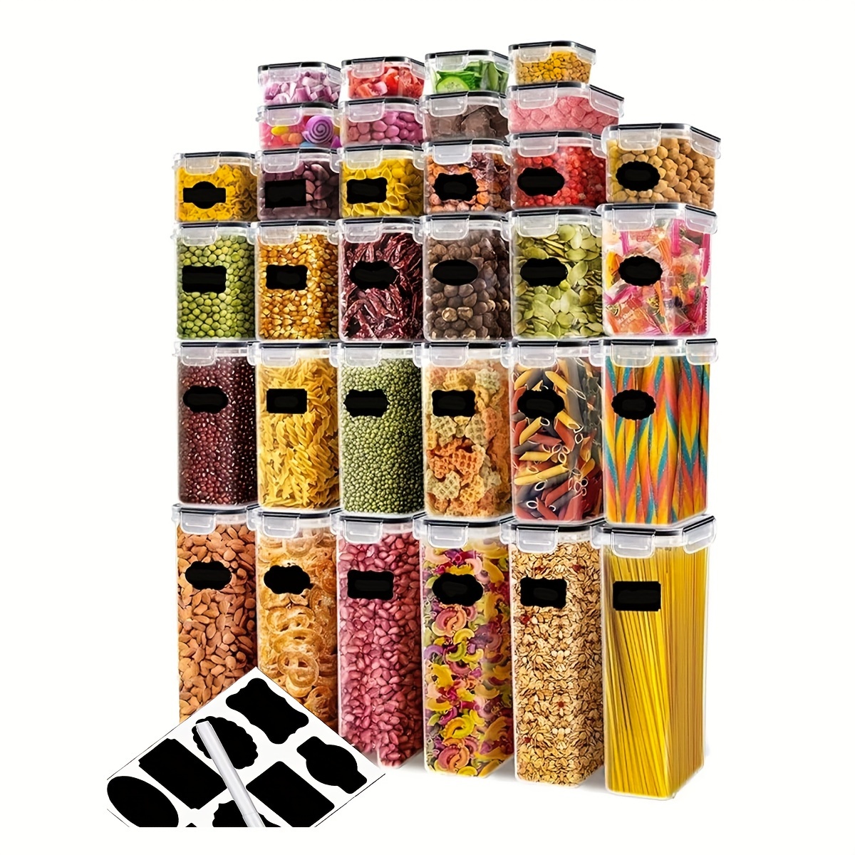 

32pcs , For Pasta, Dry , And , Plastic For Pantry Organization And Labels And ,