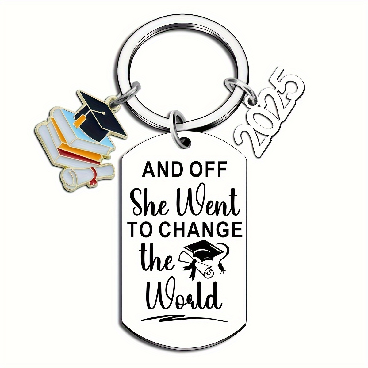 

1pc Stainless Steel Military Badge 2025 Graduation Gift Keychain, Graduation Gift For Her