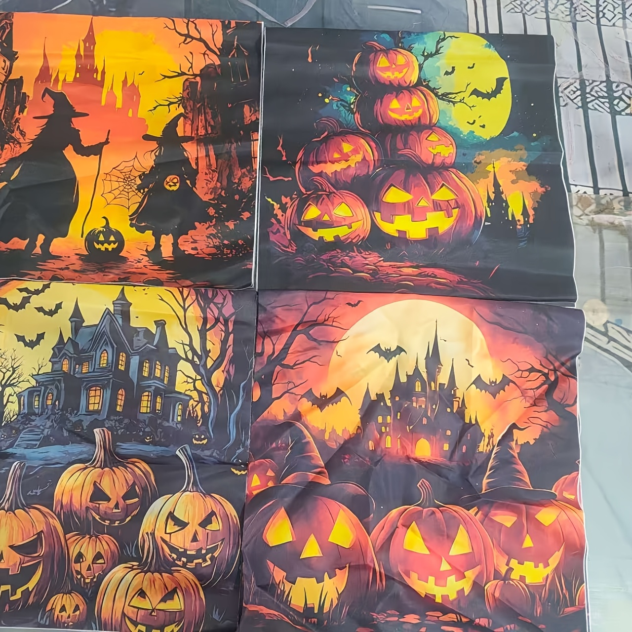 TEMU Set federe per cuscini di Halloween, stampa fronte-retro con motivo castello e zucca, morbide e accoglienti, misure multiple 16/18/20 pollici,