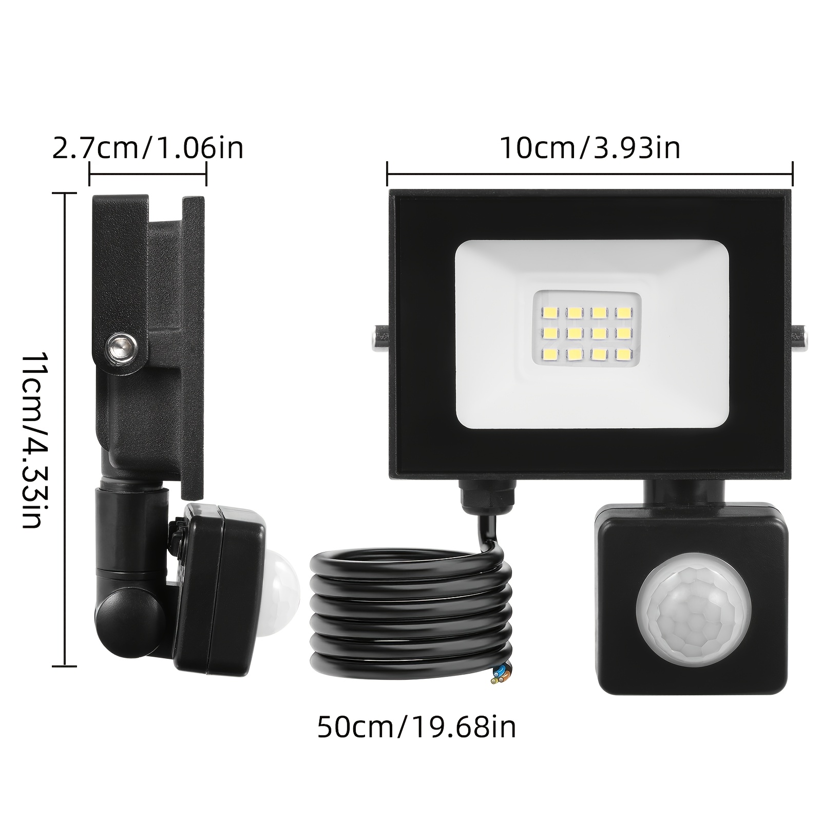 TEMU 2pack 10w Warm White Led Motion Sensor Floodlight, Ip65 Outdoor Motion Sensor Light, Aluminum Body, Patio And Garden Path Lighting, Outdoor