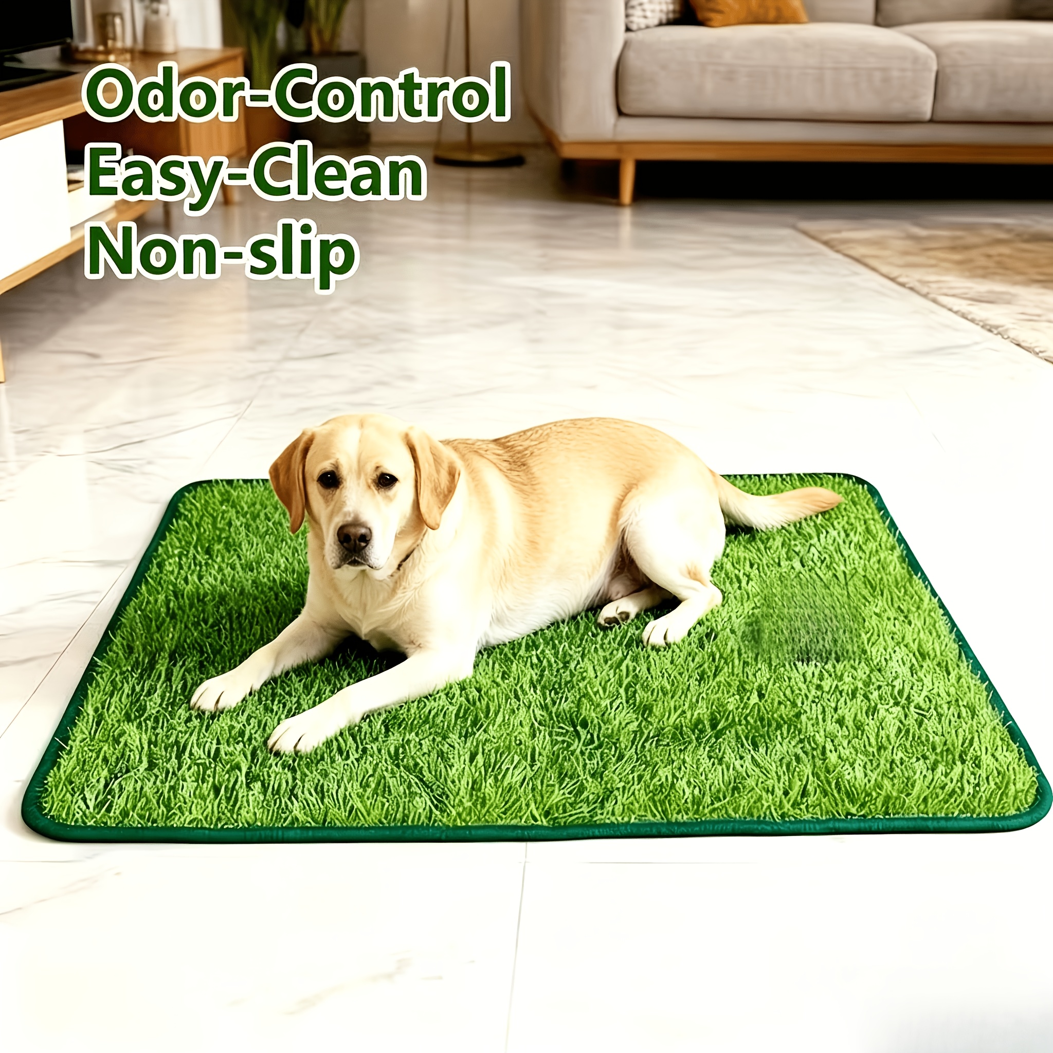 TEMU Large Washable Dog Grass Mat - Reusable, Artificial Lawn For Pet Training, Easy-clean Pee Pad With Non-slip Backing, Indoor Or Outdoor Use The