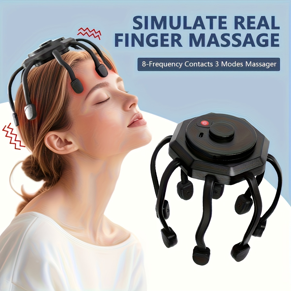 emerson wireless vibration Electric Vibration Head Massager LED relaxing Vibration Scalp Massage Relax  USB main image 0