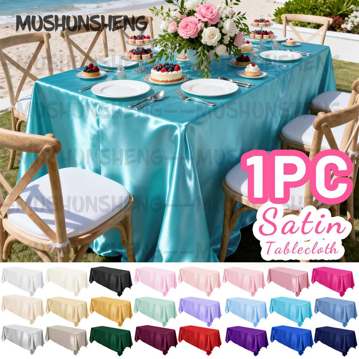 1 elegant solid color satin tablecloth smooth rectangular suitable for wedding anniversary birthday and holiday table decor