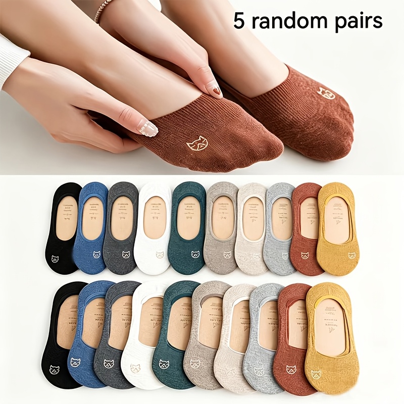 TEMU Lot de 5 paires de chaussettes chat de dessin animé, antidérapantes et respirantes
