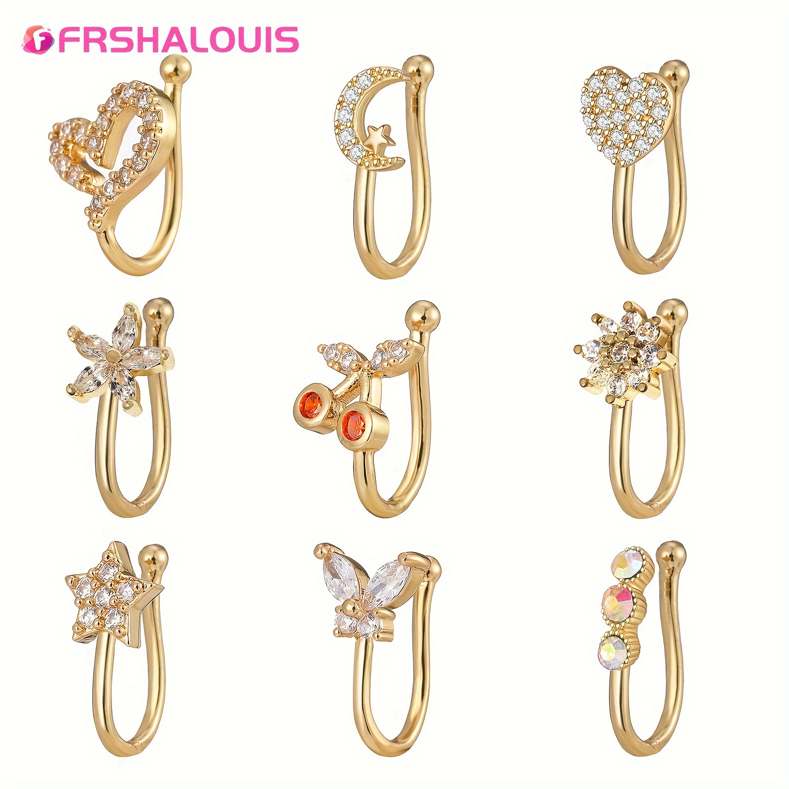 

Frshalouis 9pcs Fake Rings Zirconia Cuffs 14k Gold Rings On Jewelry For Non Jewelry