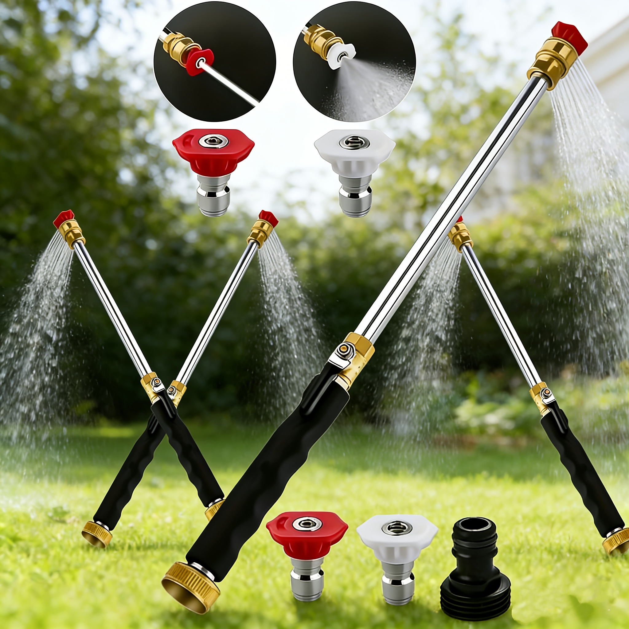 E-shop Hochdruck-Reinigungs-Sprühstab mit zwei Düsen - Vielseitige Gartenschlauch-Aufsatz für effiziente Auto- und Gartenreinigung, hergestellt aus