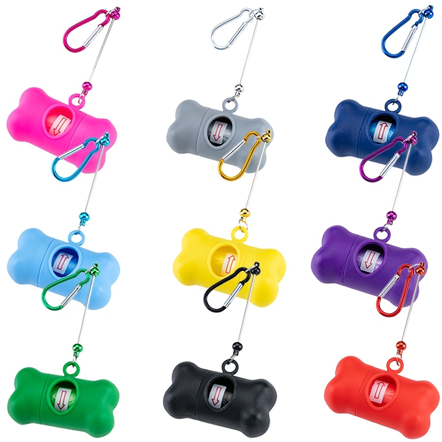 TEMU 9pcs - Random Color Portable Bone-shaped Feces Bags For Pets, With Garbage Bags, With A Keychain. Dog Feces Collection Bag For Dog Walking, Dog