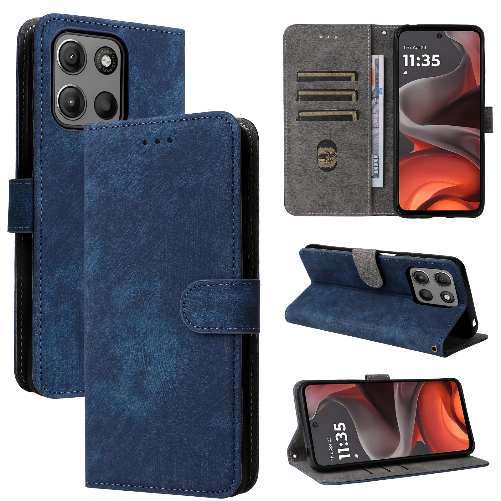TEMU Phone Case: For Moto G15 4g/compatible Moto G15 Power 4g Case Wallet, Rfid Blocking Card Slots Stand Magnetic Closure, Shockproof Flip Cover