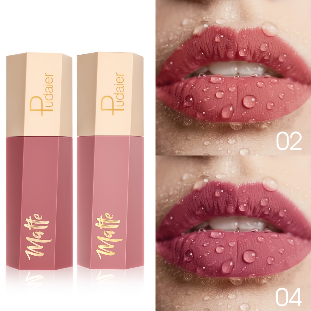 2pcs Matte Lip Gloss - Waterproof And Sweatproof, Long-lasting, Non-sticky, Smooth, Matte Nude Shades, Valentine's Day Gift, Perfect Gift