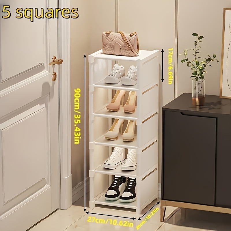 7 tier slim shoe rack organizer metal plastic freestanding dust cover large capacity storage for 4 7 pairs shoes and boots ideal for entryway closet home dorm use details 4