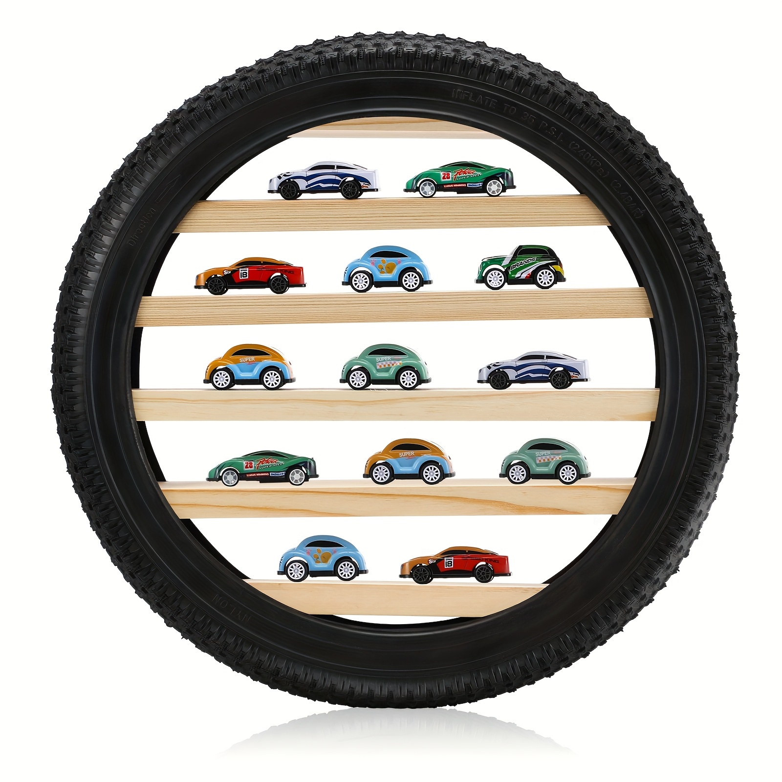 TEMU Tire Toy Box Wall Display Car Shelf Model Car Display Case Stand For 1/64 Car Collectibles Cars, Collectibles (diameter 16 Inches)