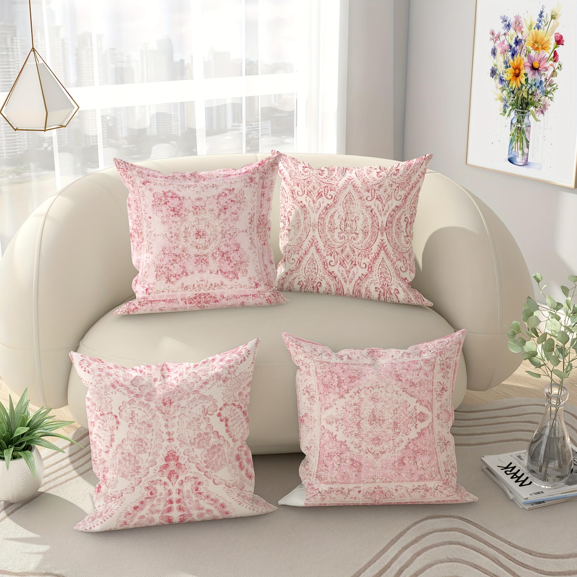 

4pcs Velvet Without Pillow Inserts Throw Pillow Covers Bohemian White Decorative Pillowcases18in*18in For Living Room Bedroom Sofa Bed Decoration