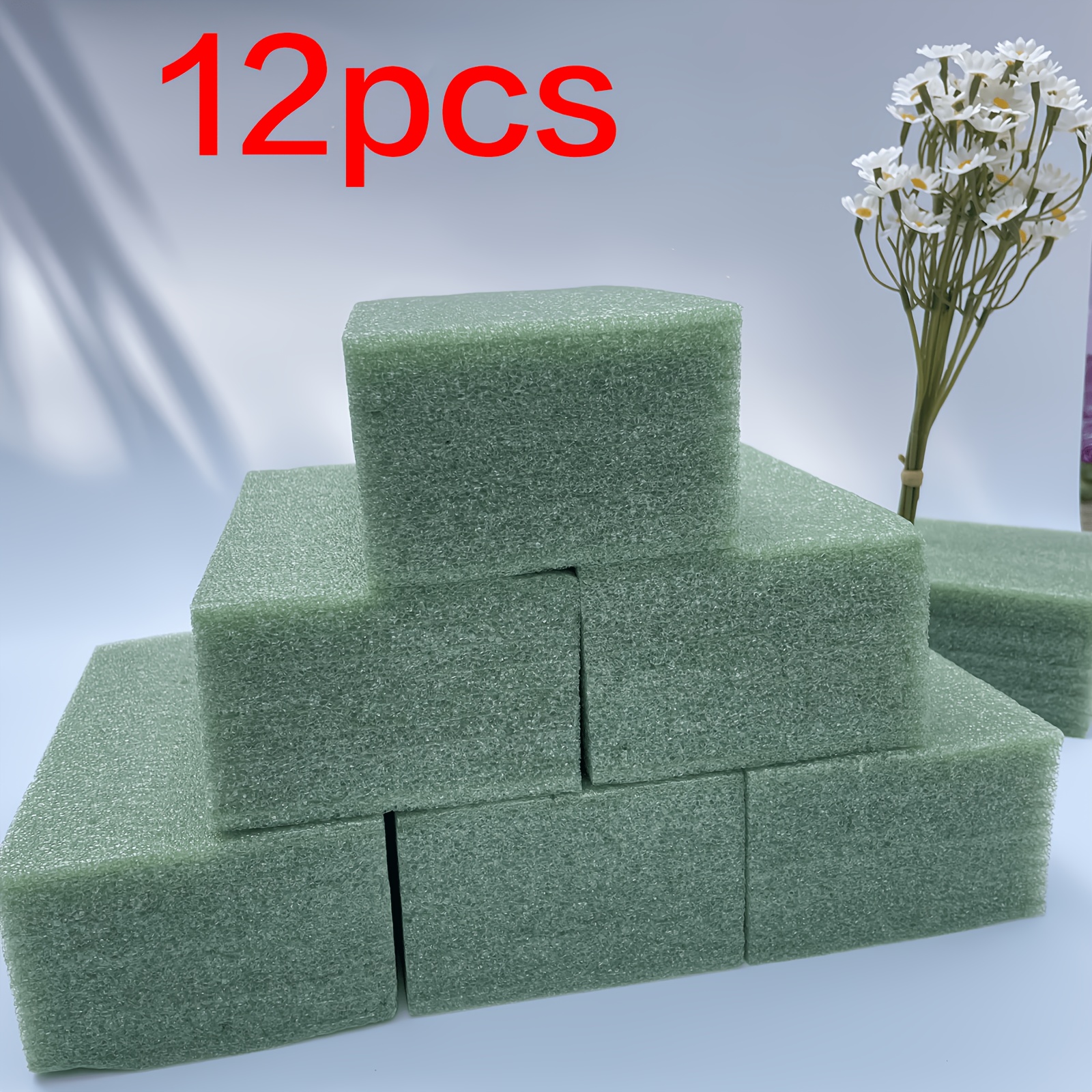 TEMU Bloc de mousse florale verte, mousse florale haute , 10*10*6cm/3.94*3.94*2.36in, coupé , bouquets à faire soi-même, convient aux fleuristes, à ,