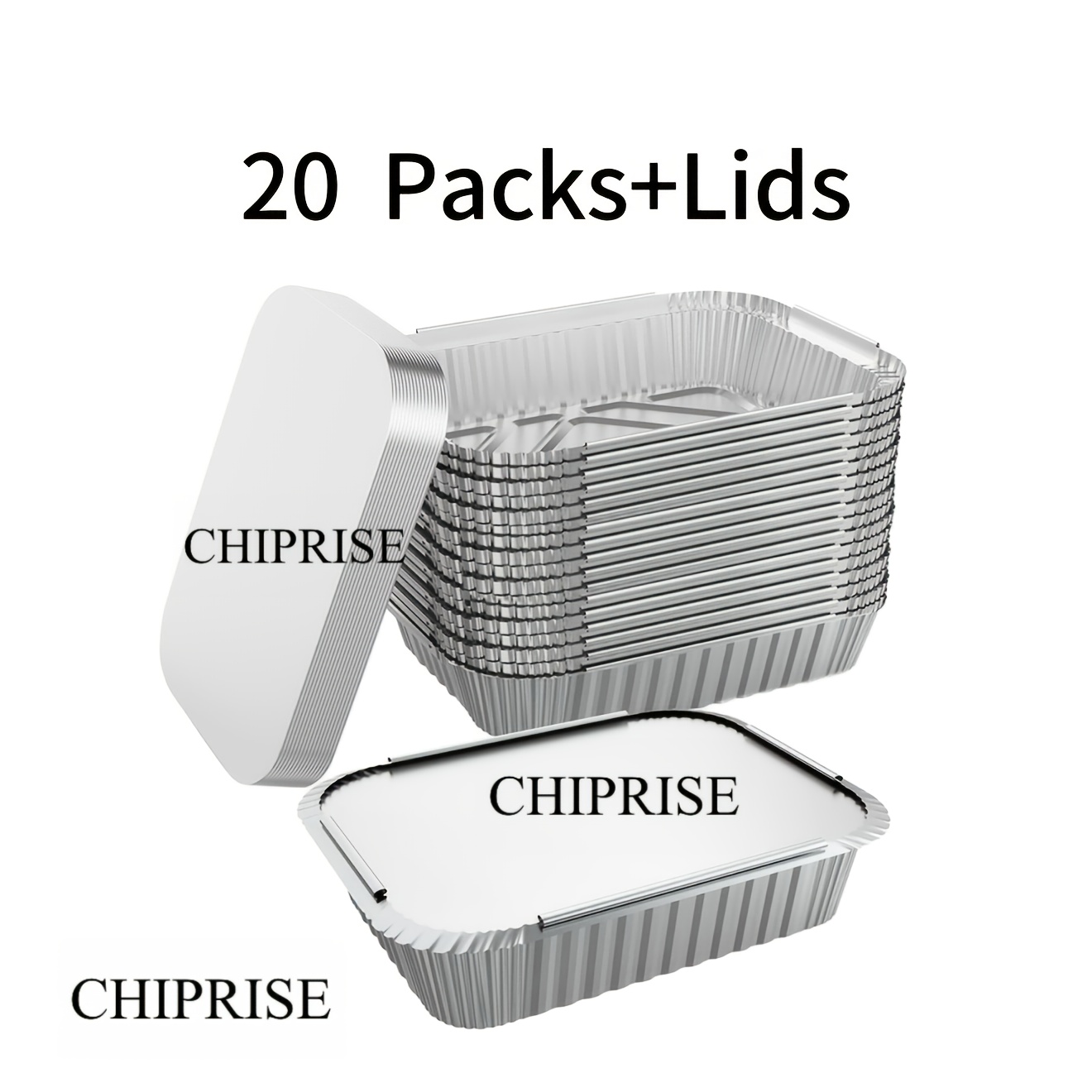 TEMU 20/40/60 Baking Pans - Kitchen Accessories Aluminum Trays With Lids (7.2in &times; 5.3in.) And Cardboard Covers, Disposable Foil Containers For Meal Prep & Freezing, Takeout Boxes, Air Fryer Liners