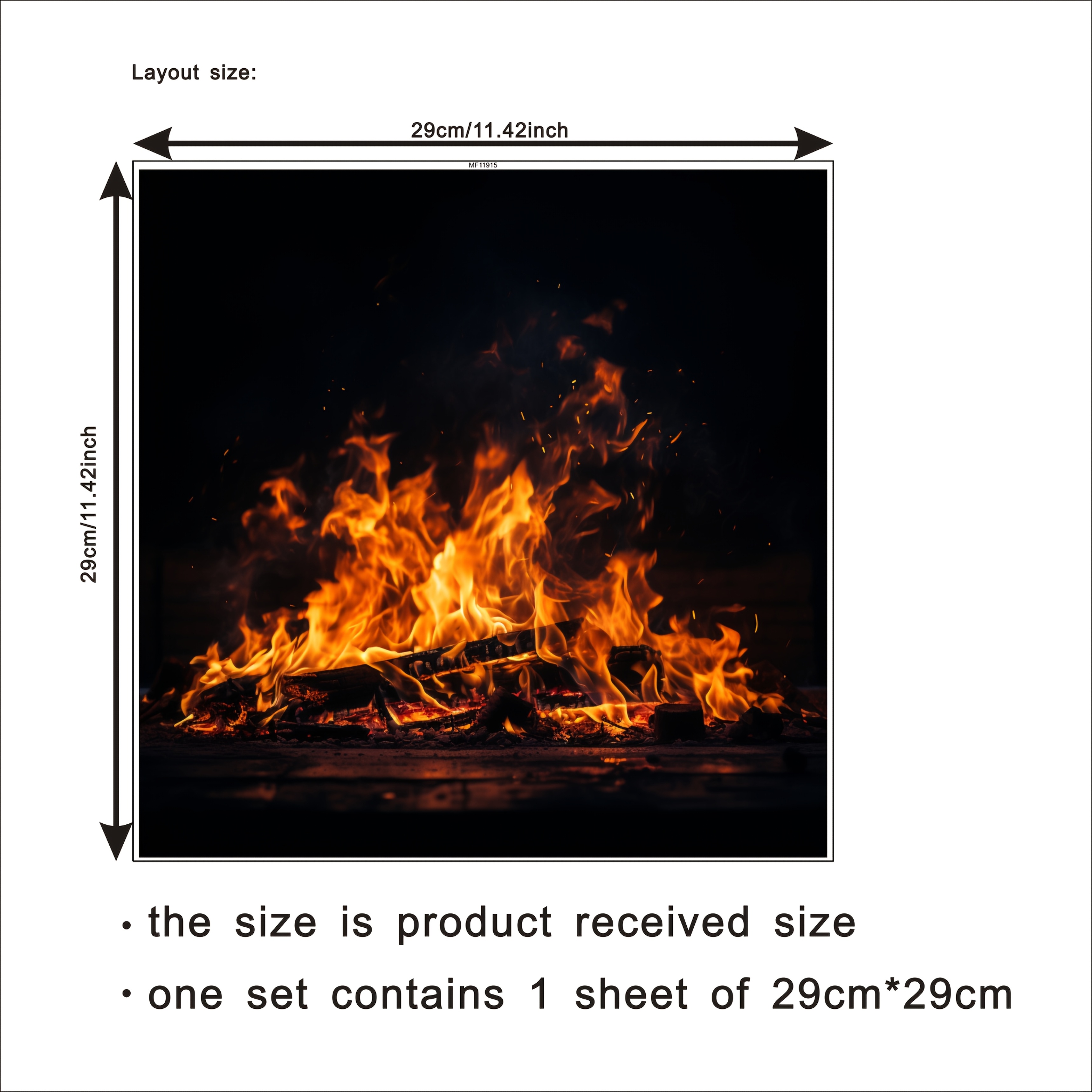 2d Flat Sticker, 1pc Firewood Flame Decorative Sticker, Warm- Firework Effect Kitchen Sticker, Self-adhesive Removable Pvc Material, Suitable For Kitchen Oven Background Decoration, 2d Flat