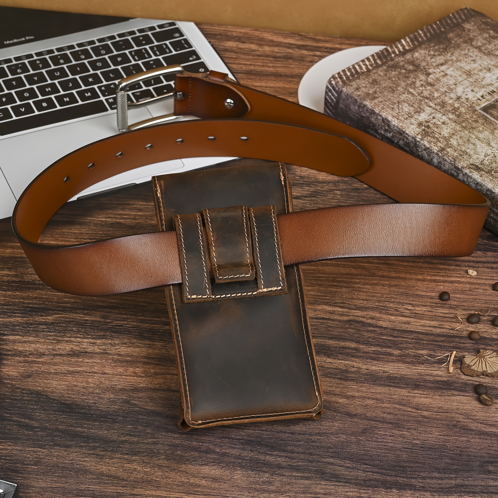 Top Cow Exotic Horse Leather Men's Retro Phone Case