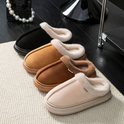 autumn winter thickened warm plush slippers for women with furry lining lightweight and comfortable house shoes for home and bedroom suitable for indoor and outdoor wear in winter women shoes