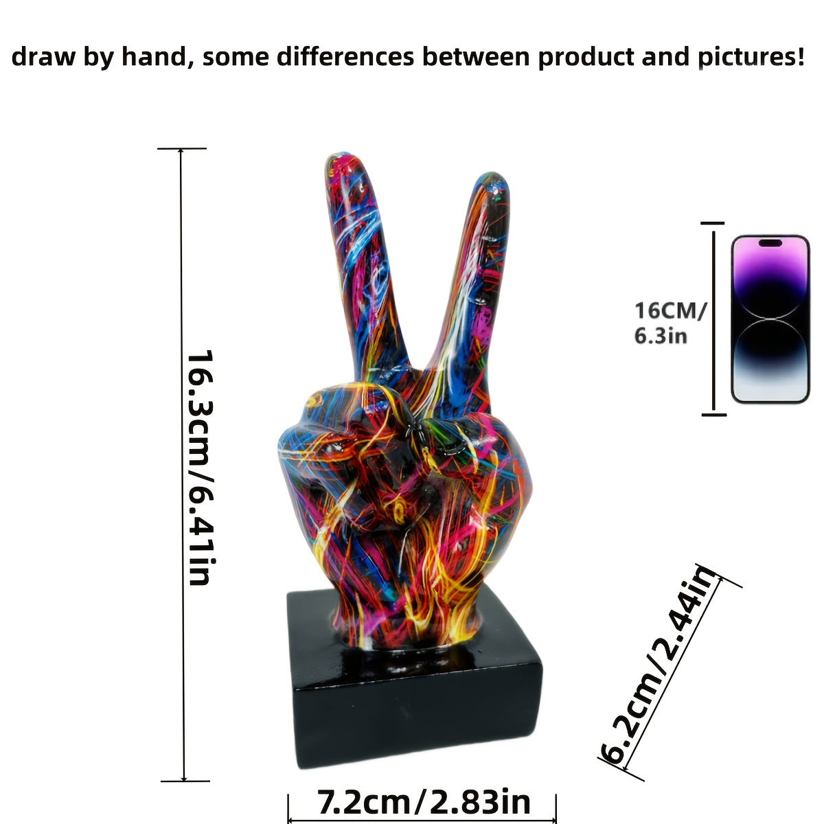 TEMU Contemporary Resin Peace Sign Sculpture - Vibrant Abstract Art Decor For Living Room, Thanksgiving Holiday Display, Unique Gift Idea, No Power