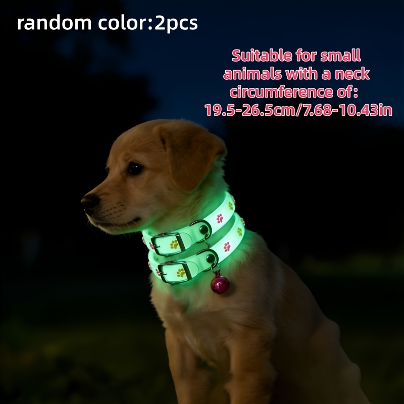 TEMU 2 piezas de collares para mascotas que en de color aleatorio, collares luminosos y adorables para mascotas para , collares luminosos con de