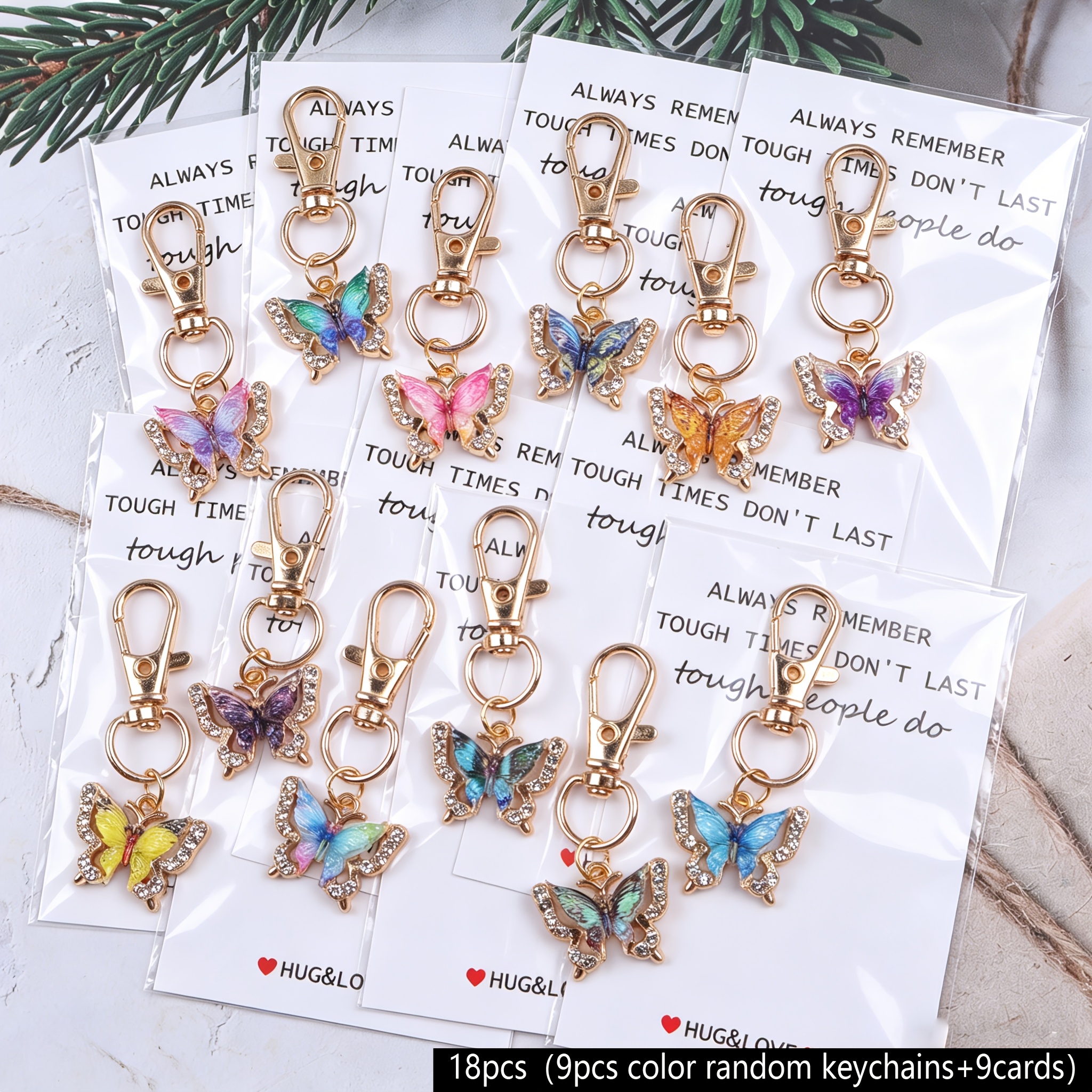 TEMU Gift For Her/him 18pcs Random Color Keychain Set 'hug&love' Pocket Hug Tokens, Pocket Hug Cards. Inspirational Keychain Set For Backpack,