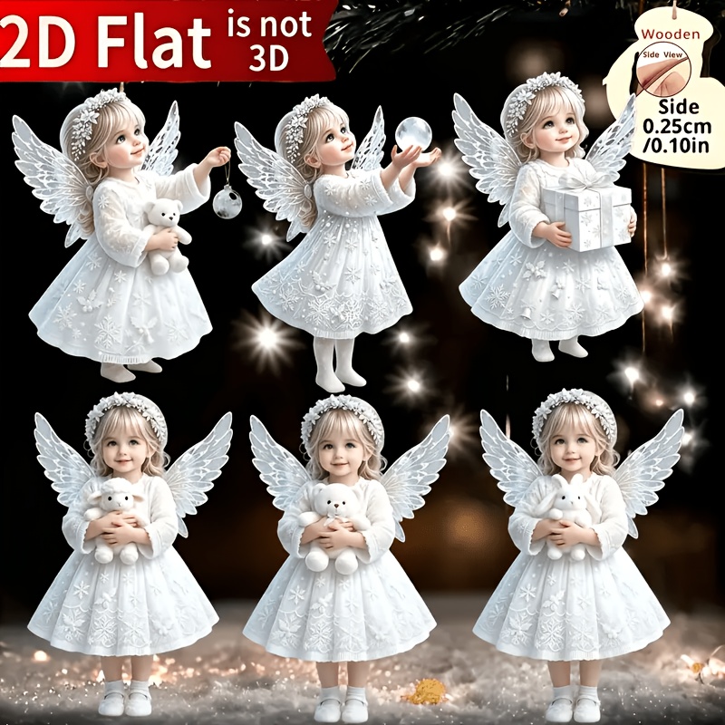 TEMU 2d Flat 6pcs Christmas Decorations Pattern Hanging Set, Very Suitable For Trees, Windows, And Party Decorations, Christmas Decoration, Perfect