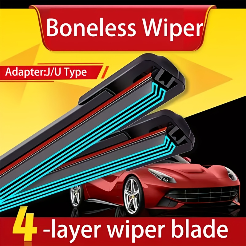 

-shaped Car Wiper Blade - 1pc, Models, Vision, Quiet , Natural Rubber