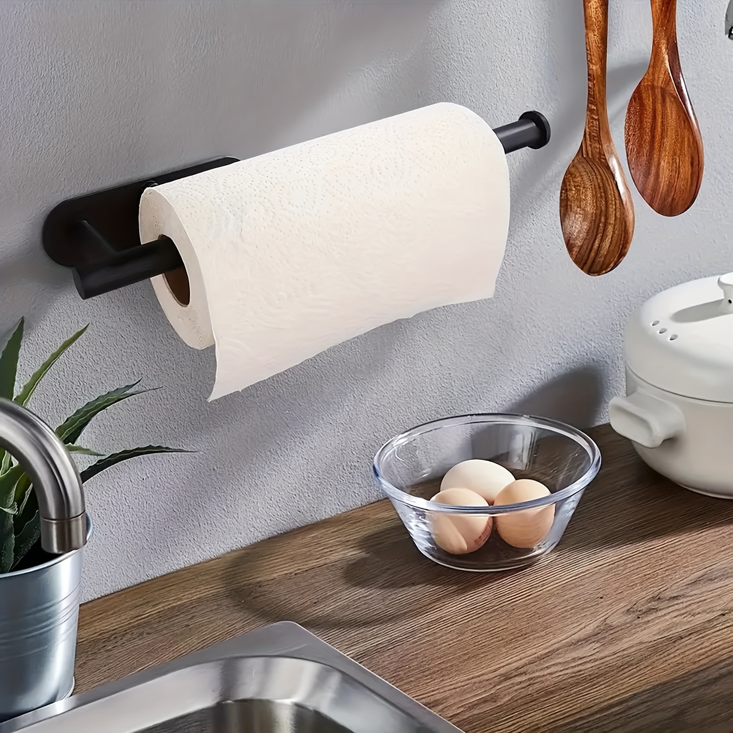 

1pc Stainless Steel Paper Towel Holder, Wall Mounted Non-punching Paper Roll Holder For Kitchen & Bathroom, Versatile Roll Organizer, Easy Install, Kitchen & Bathroom Accessory