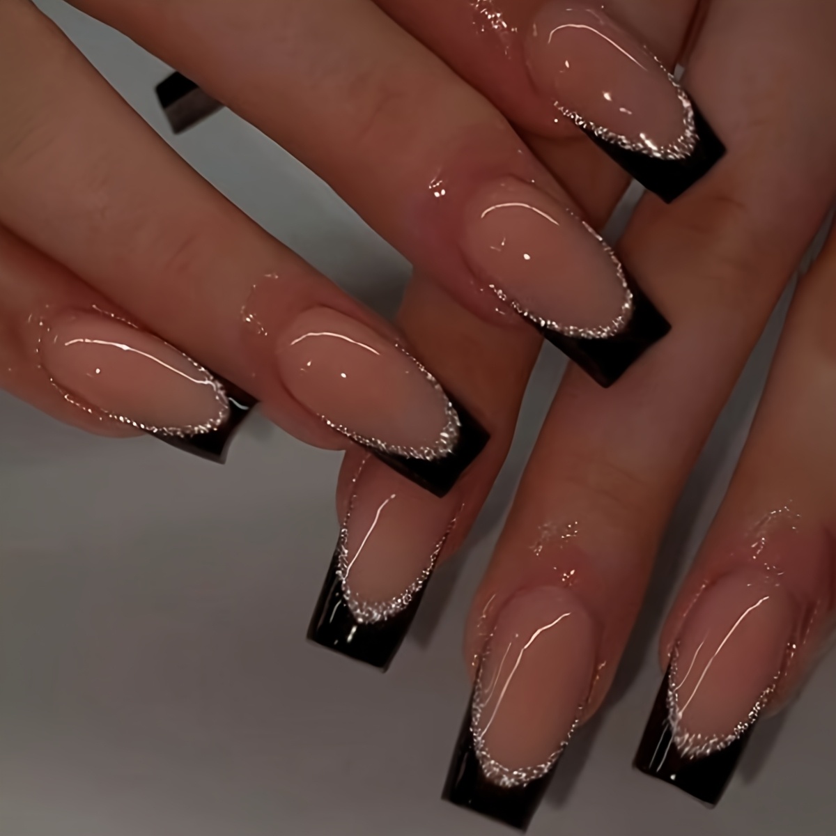TEMU Your Style With This 24pcs Set Of Long Coffin-shaped Black Pointed Press-on Nail Tips—featuring A Fashionable That's Durable And Reusable. The