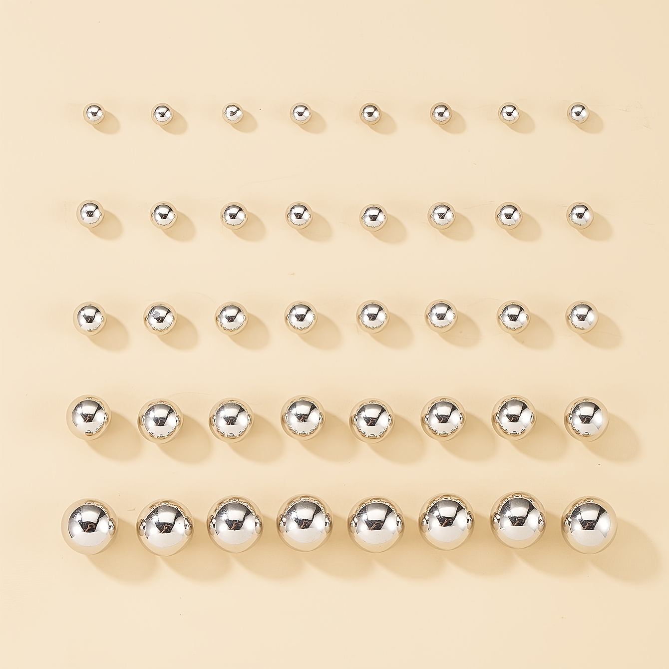 Image of A Set Of 20 Pairs Of Round Stud Earrings, Holiday Gift For Women, Versatile Casual Attire, Multi-piece Large Set