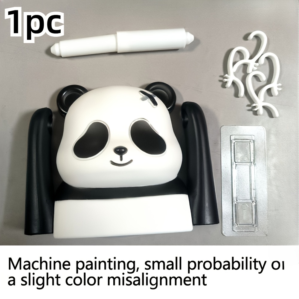 Image of 1pc/2pcs Adorable Cartoon Panda Toilet Paper Holder - Wall Mount, No Drilling Required, Creative Bathroom Tissue Roll Hanger, Durable Plastic, Fun Bathroom Decor