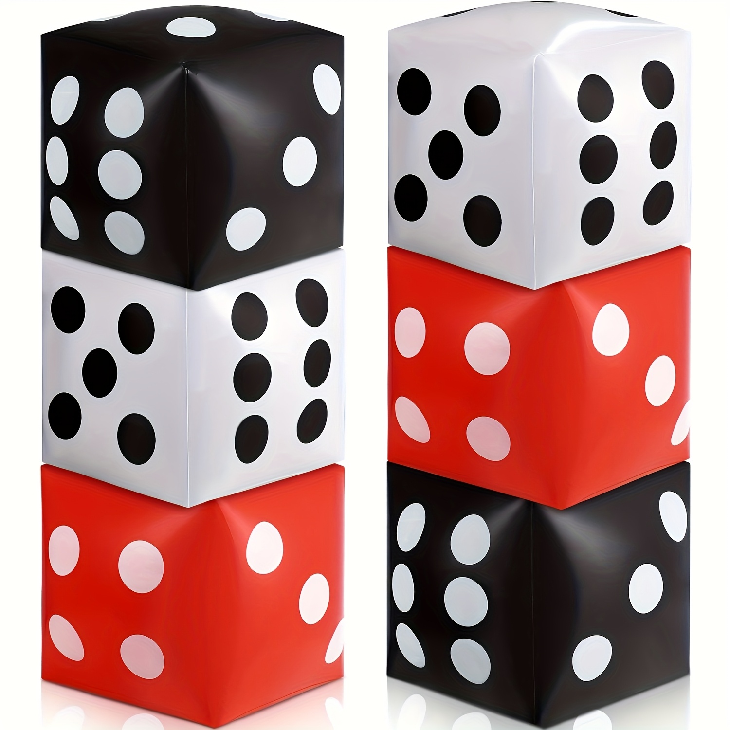 6 Inflatable Dice, 12 Inch Inflatable Large Dice, Red Black and White Giant Dice, Game Night Decoration, Indoor and Outdoor Games, Party Gift