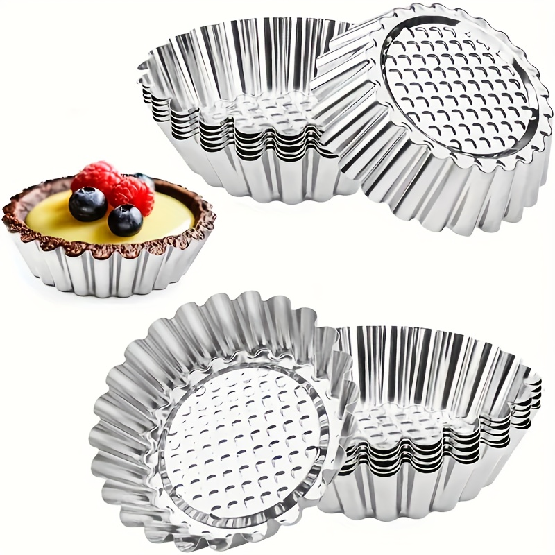 

20-pack Stainless Steel Molds 3.8 Inch - Large Pie Tins, Baking Tools For Tarts, Quiches, And Pies - , One-piece Flower Shape Cake Pans For Thanksgiving And Home Kitchen