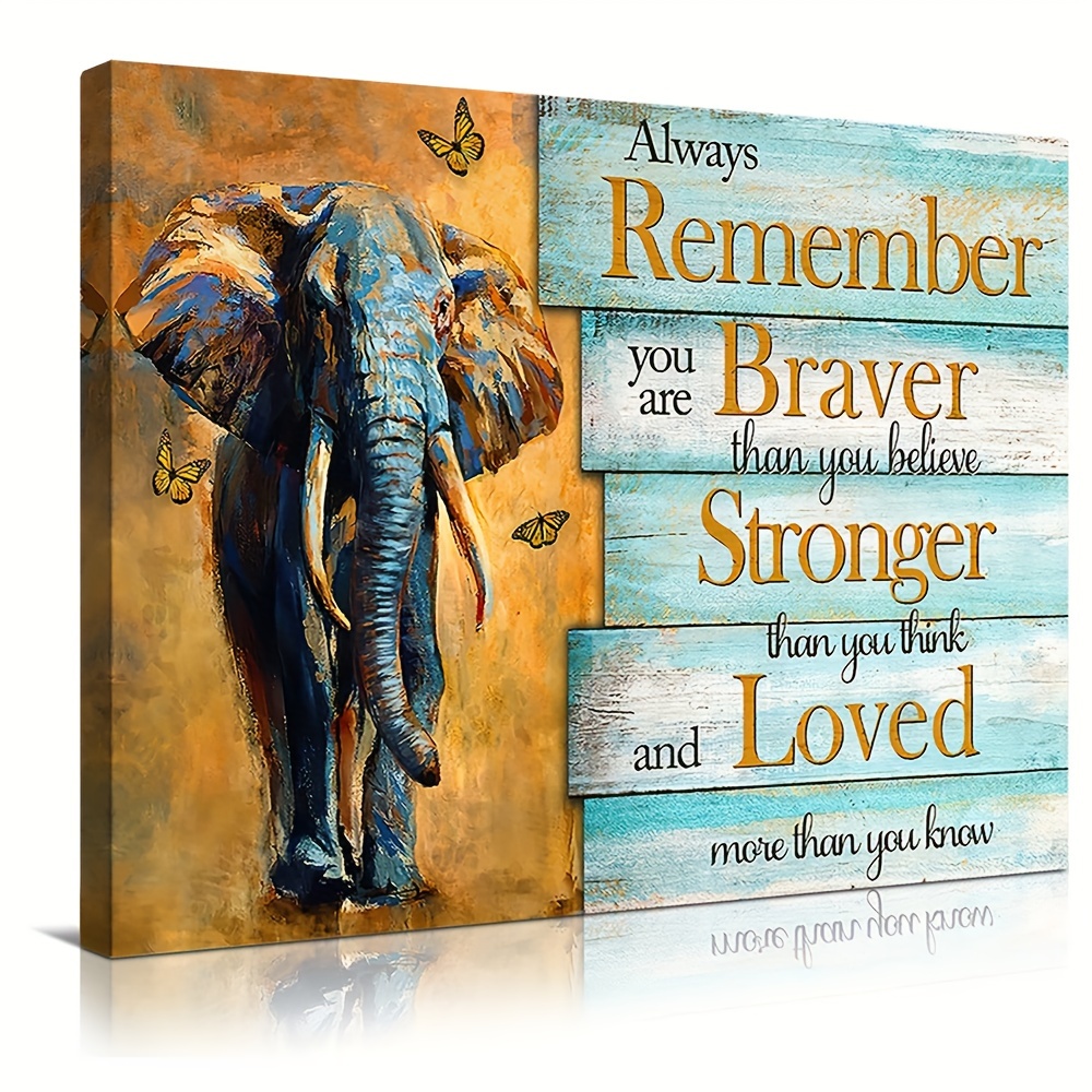 TEMU 1pc Rustic Wall Art With Inspirational Quotes - " Are " - Wood Frame, 11.8x15.7 Inches, & Yellow, Living Room, Bedroom, Bathroom Decor, Elephant