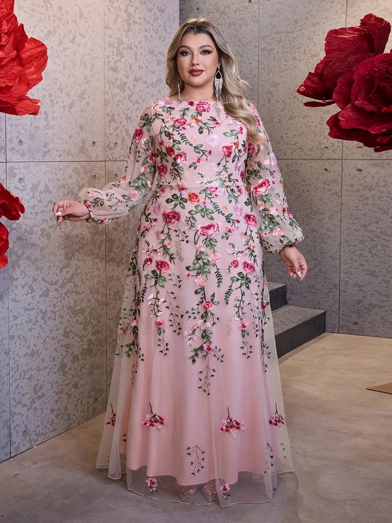 plus size wedding guest dresses for winter Ever-Pretty Plus Size Floral Mermaid Dress with Flutter Sleeves Spring & Summer Style