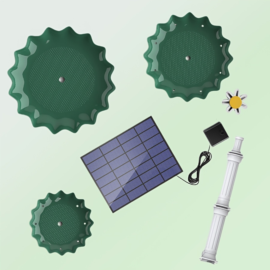 TEMU Bird Bath For Outside Solar Water Fountain, 3.5w Solar Panel Powered, Ipx8, Detachable Diy 3-tier Bird Bath Fountain For Garden & Pond - Bird