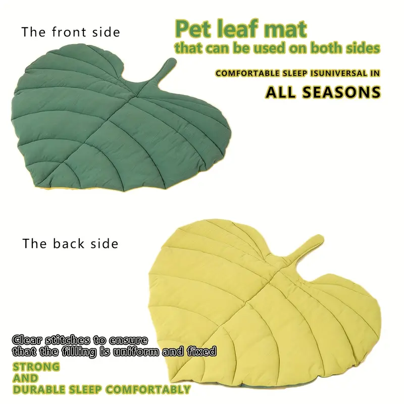 cozy leaf shaped pet bed mat for dogs cats durable polyester fill season chew resistant design ideal for small to medium breeds resting place plush pet mat chewresistant fabric Product details 3
