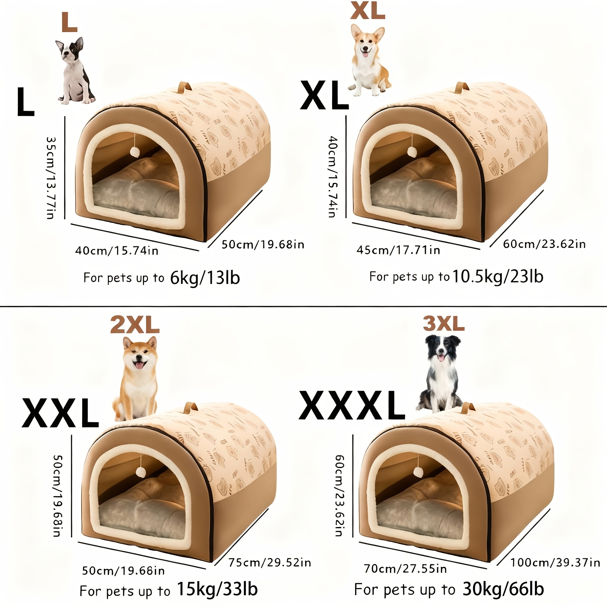 Groot Huisdierhuis, Extra Groot Ruimte, Zacht en Comfortabel, Multifunctioneel, Geschikt voor Alle Seizoenen