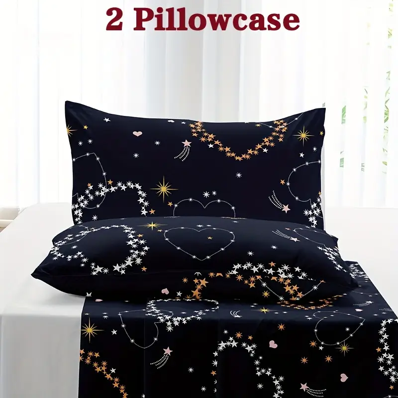2pcs heart print pillowcases envelope closure machine washable soft and breathable home bedding 2pcs set pillow inserts not included Product details 6