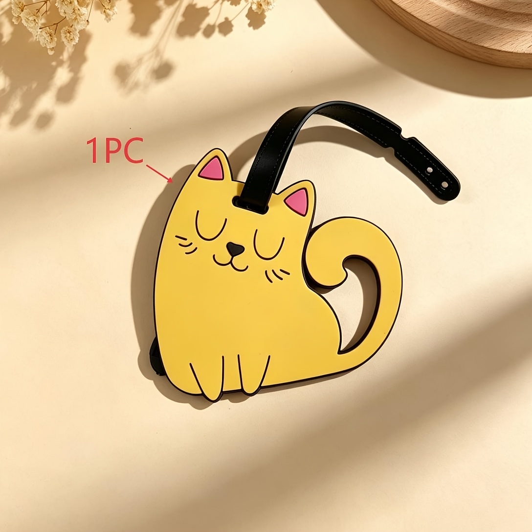 Macaron Solid Colour Cat PVC Travel Luggage Tag